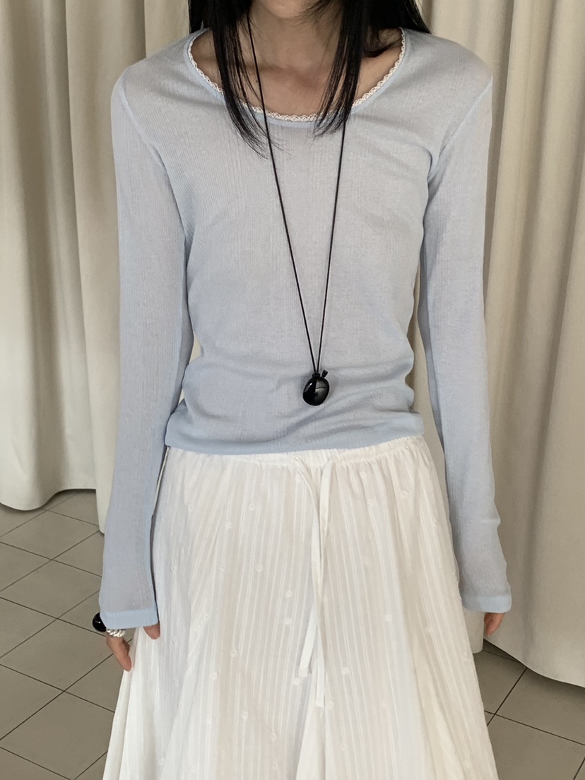 VAARA韓國直郵實拍女士新品26春夏推薦人氣熱賣長袖T恤蕾絲VAARA長袖T恤