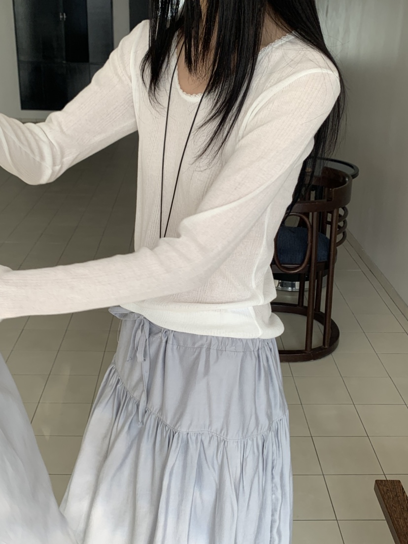 VAARA韓國直郵實拍女士新品26春夏推薦人氣熱賣長袖T恤蕾絲VAARA長袖T恤