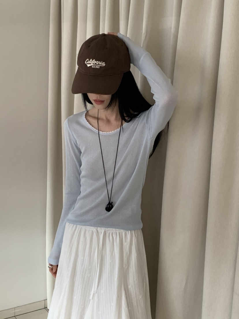 VAARA韓國直郵實拍女士新品26春夏推薦人氣熱賣長袖T恤蕾絲VAARA長袖T恤