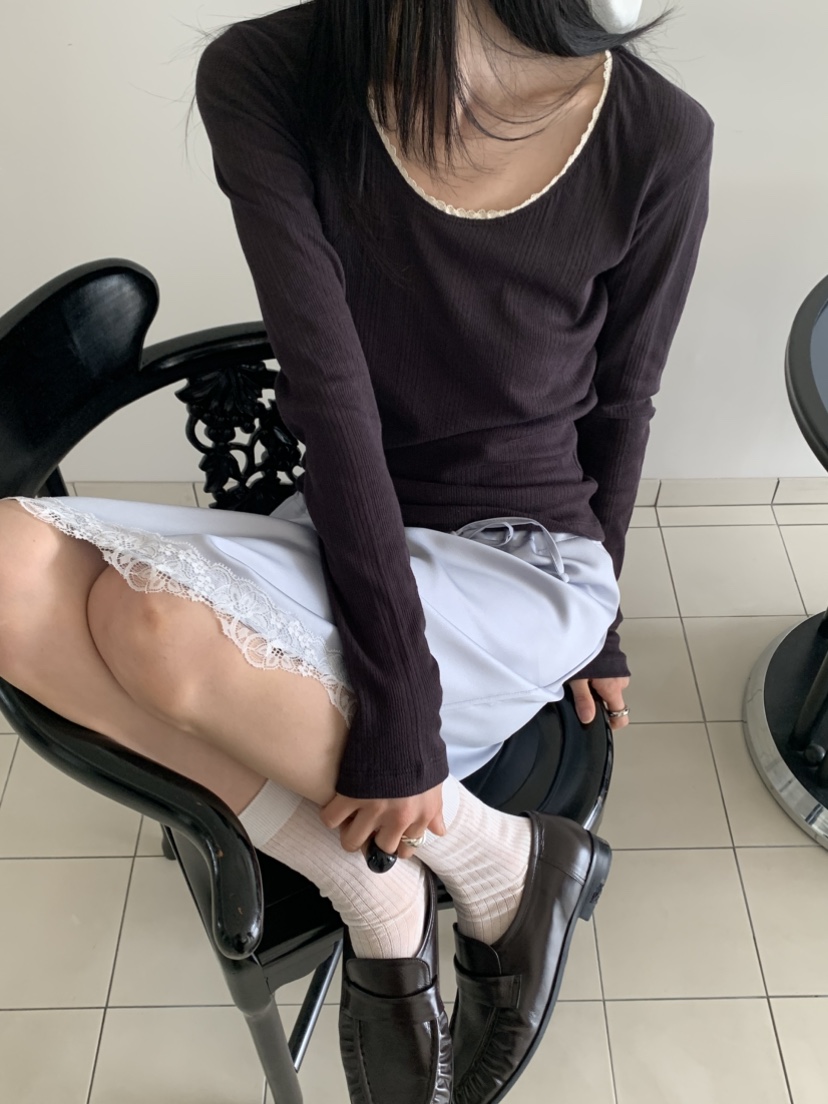 VAARA韓國直郵實拍女士新品26春夏推薦人氣熱賣長袖T恤蕾絲VAARA長袖T恤