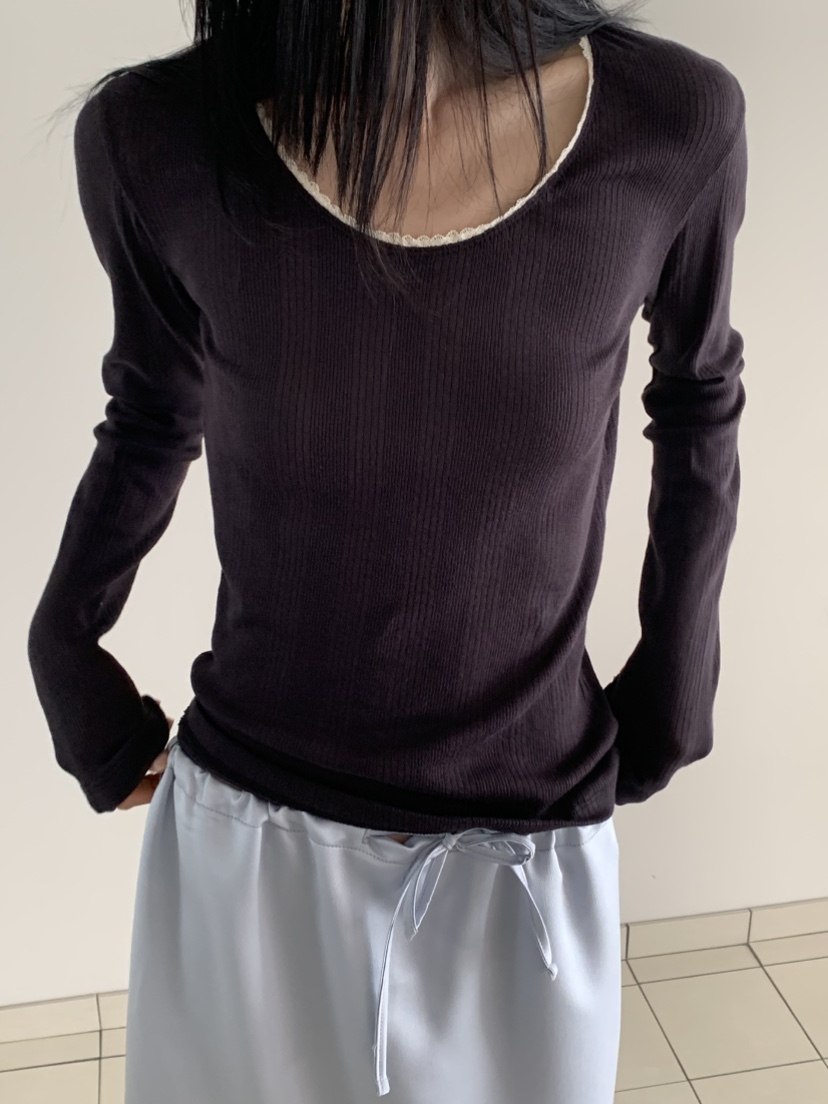 VAARA韓國直郵實拍女士新品26春夏推薦人氣熱賣長袖T恤蕾絲VAARA長袖T恤