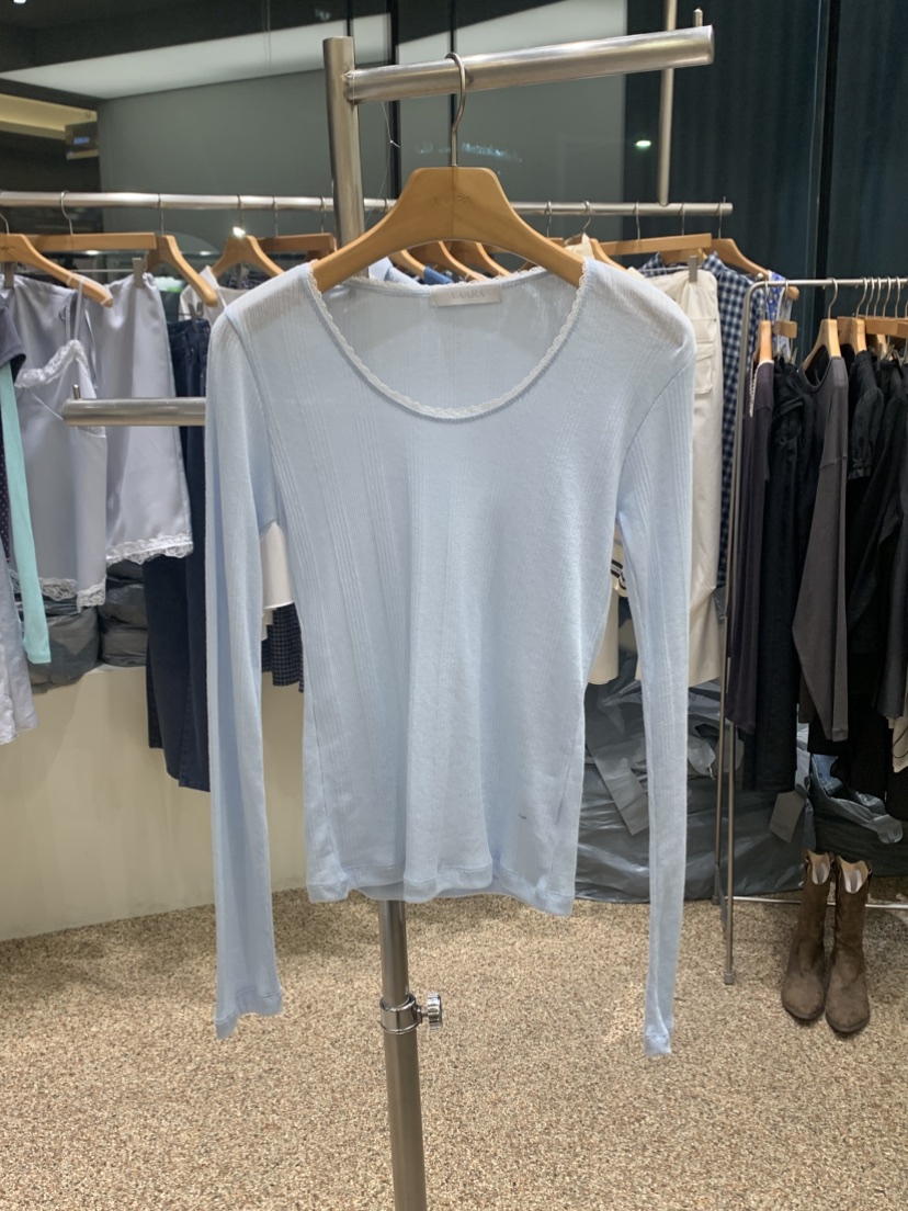 VAARA韓國直郵實拍女士新品26春夏推薦人氣熱賣長袖T恤蕾絲VAARA長袖T恤圖色3