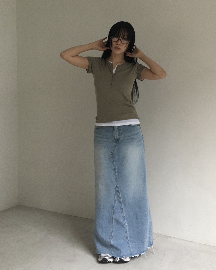 LOVE MOMENT韓國直郵女裝新款時尚休閑人氣職業長裙超長LOVE MOMENT長裙