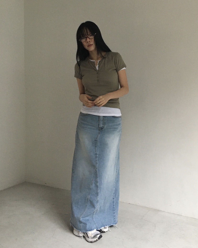 LOVE MOMENT韓國直郵女裝新款時尚休閑人氣職業長裙超長LOVE MOMENT長裙