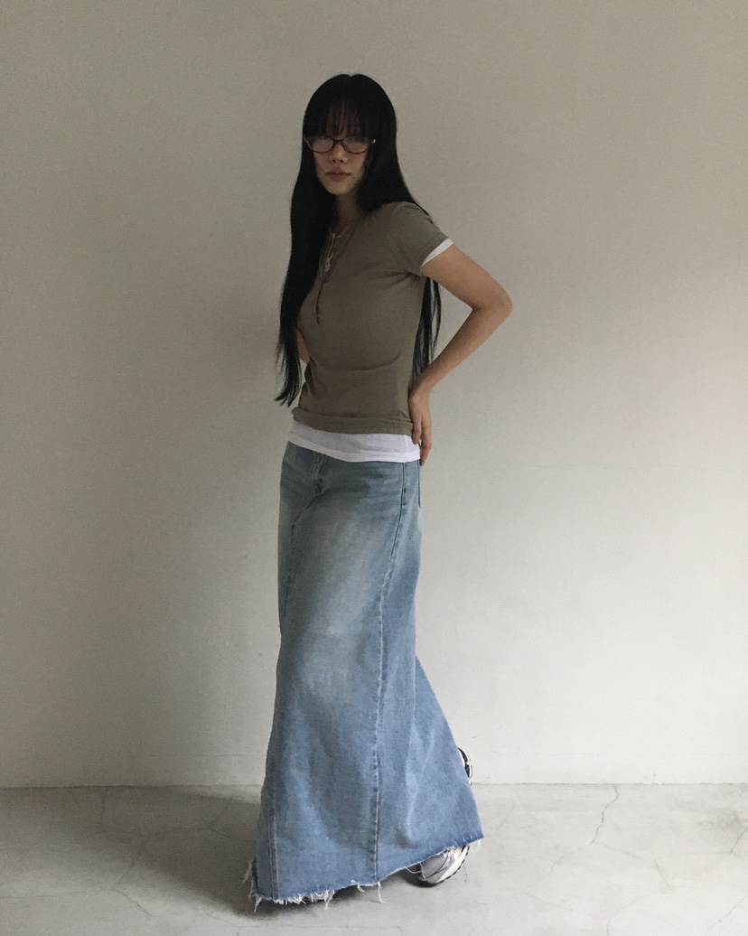 LOVE MOMENT韓國直郵女裝新款時尚休閑人氣職業長裙超長LOVE MOMENT長裙