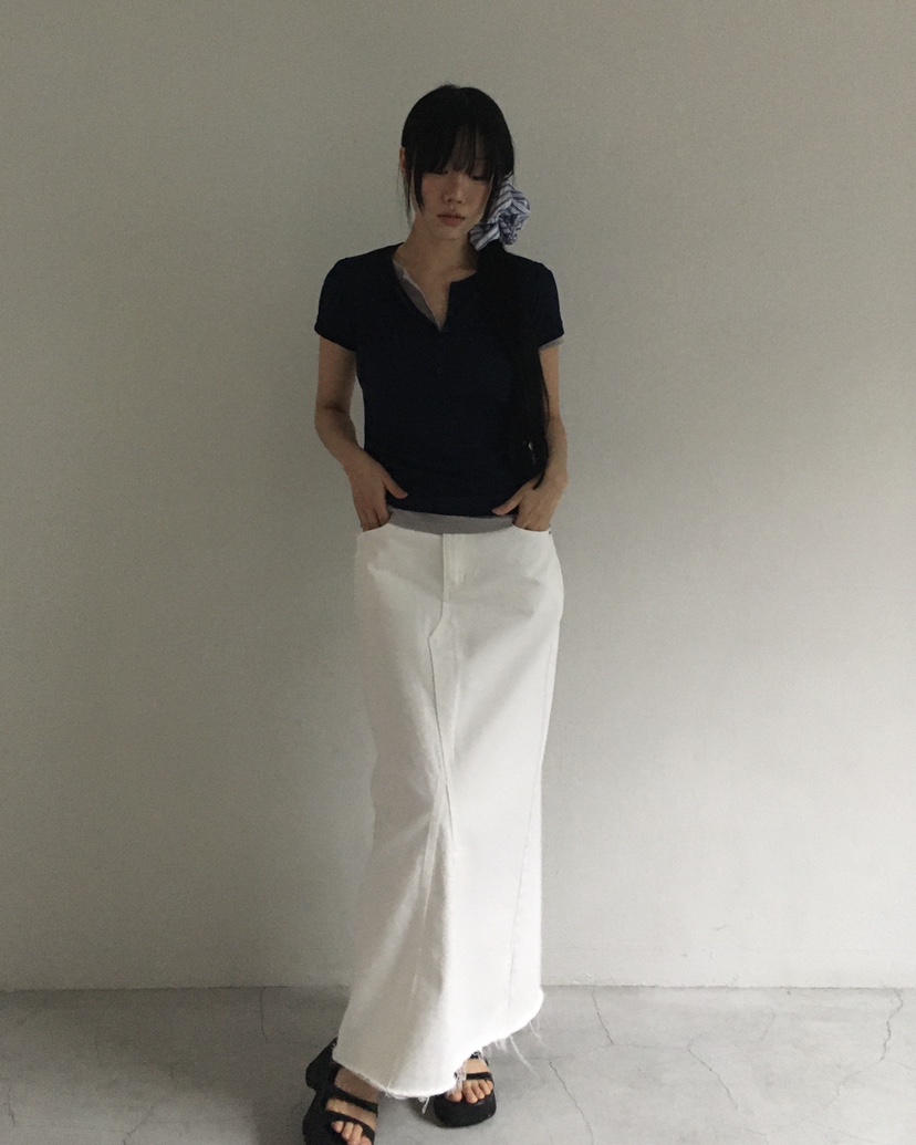 LOVE MOMENT韓國直郵女裝新款時尚休閑人氣職業長裙超長LOVE MOMENT長裙