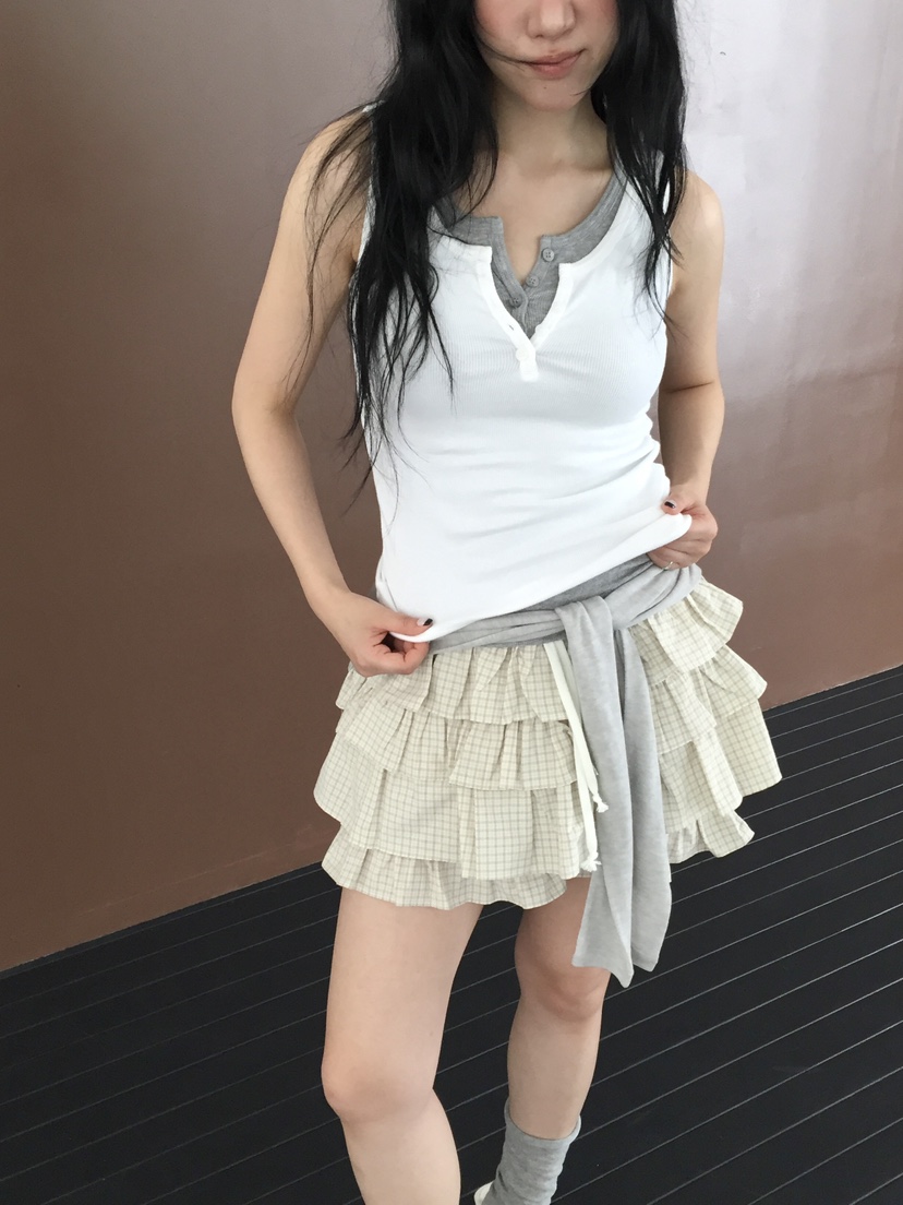 LOVE MOMENT韓國代購女裝新品熱賣職業26春夏時尚短裙格子LOVE MOMENT短裙