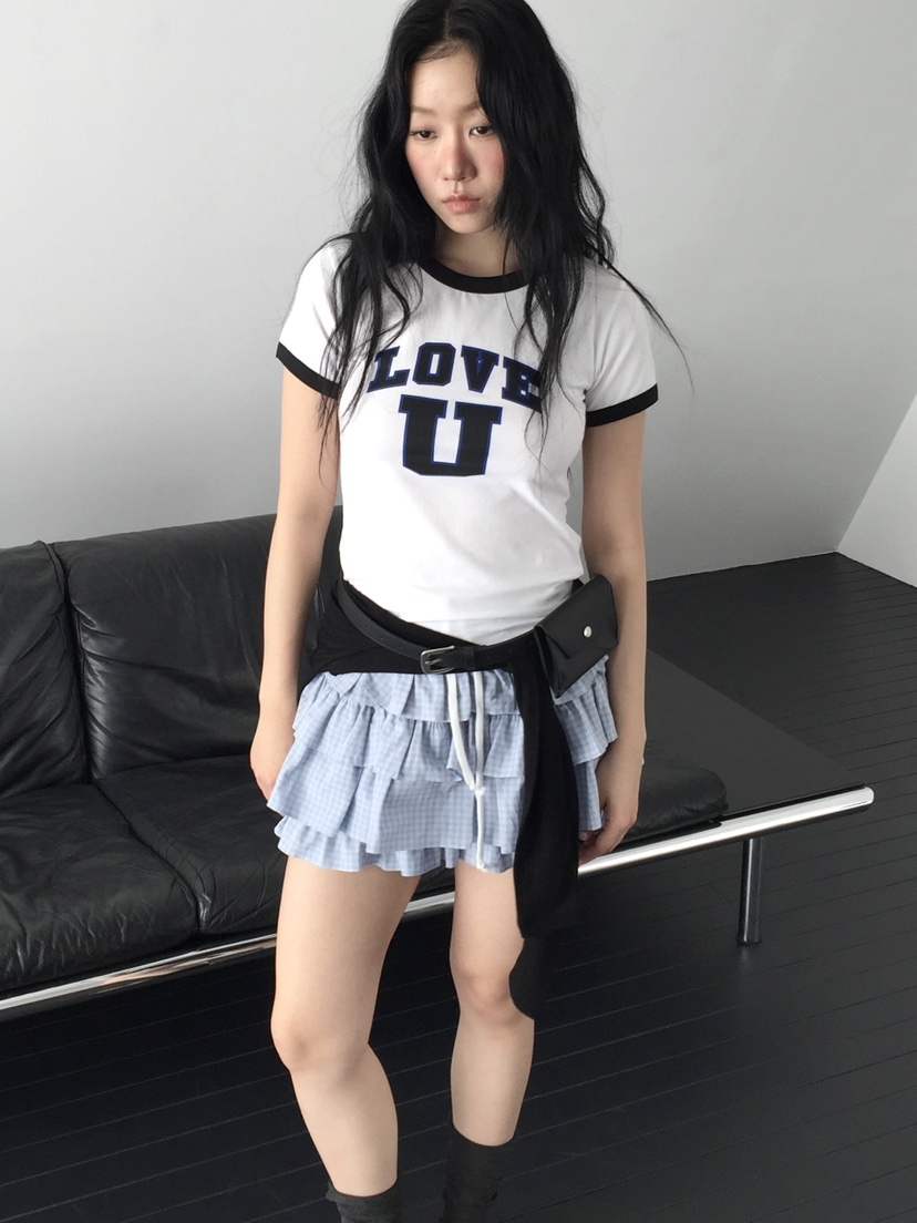 LOVE MOMENT韓國代購女裝新品熱賣職業26春夏時尚短裙格子LOVE MOMENT短裙