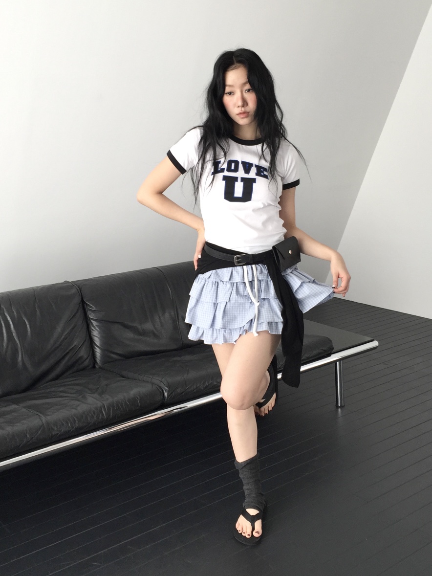 LOVE MOMENT韓國代購女裝新品熱賣職業26春夏時尚短裙格子LOVE MOMENT短裙