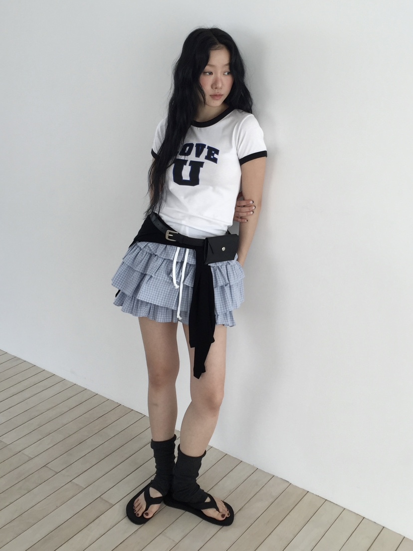 LOVE MOMENT韓國代購女裝新品熱賣職業26春夏時尚短裙格子LOVE MOMENT短裙