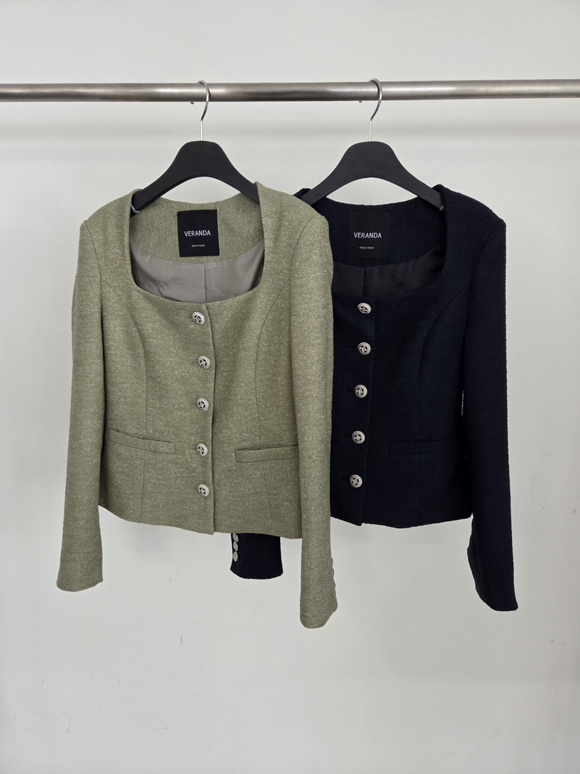 VERANDA韓國東大門直郵女裝新品推薦人氣熱賣休閑夾克粗花呢VERANDA夾克