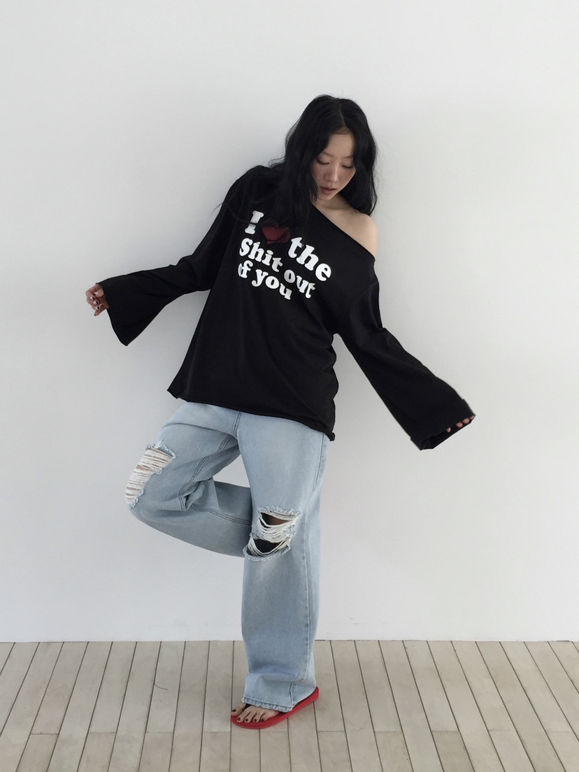 LOVE MOMENT韓國代購女士新品時尚職業人氣休閑26春夏長袖T恤LOVE MOMENT長袖T恤