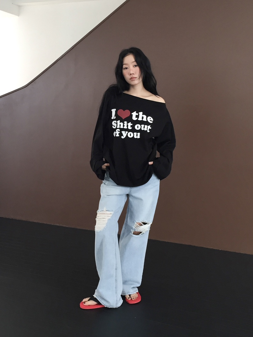 LOVE MOMENT韓國代購女士新品時尚職業人氣休閑26春夏長袖T恤LOVE MOMENT長袖T恤