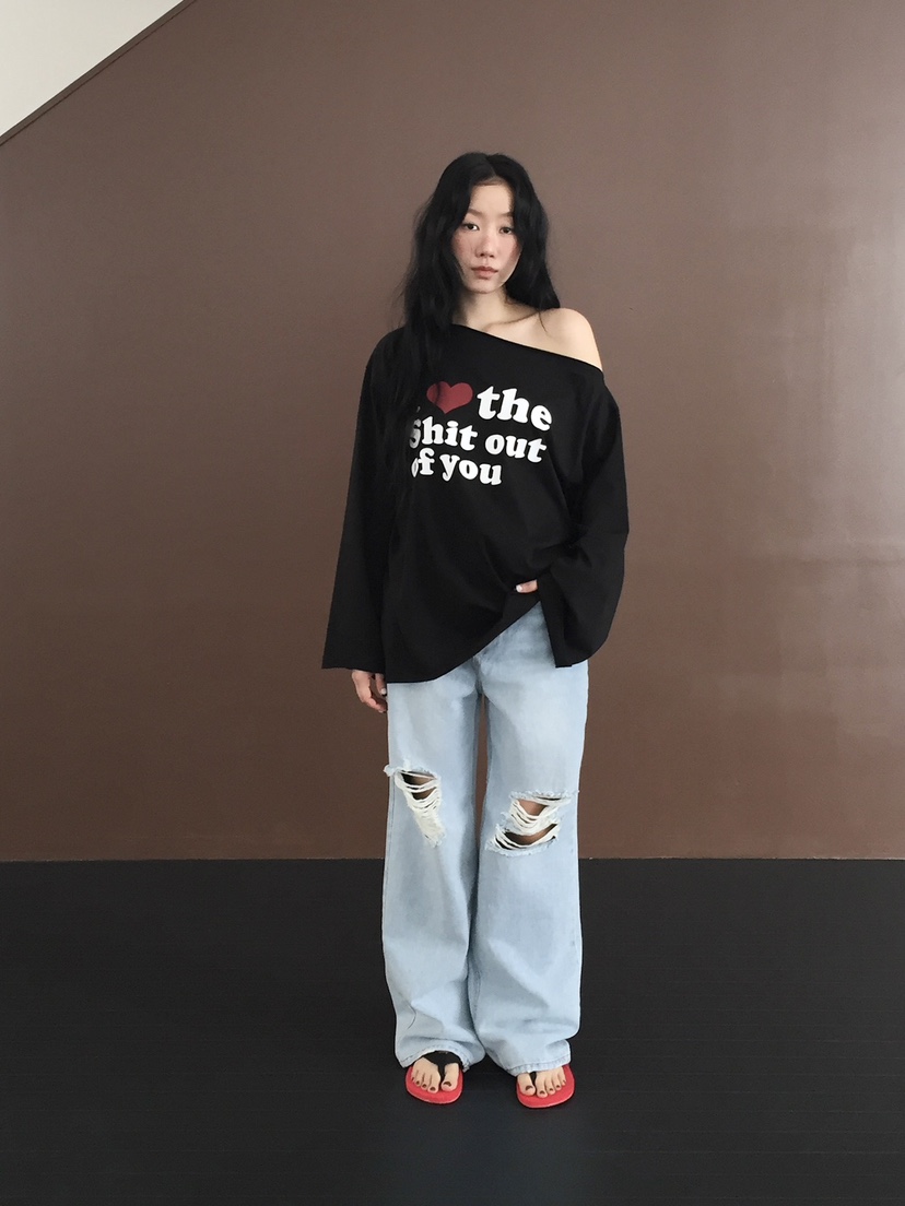 LOVE MOMENT韓國代購女士新品時尚職業人氣休閑26春夏長袖T恤LOVE MOMENT長袖T恤