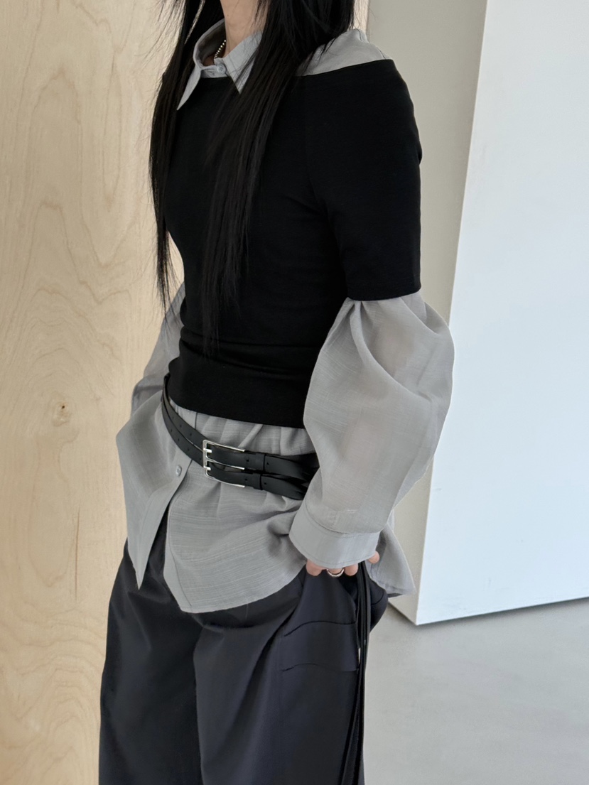 TAUPE韓國代購女士新款人氣職業時尚推薦休閑襯衫蕾絲衫透視TAUPE襯衫/蕾絲衫