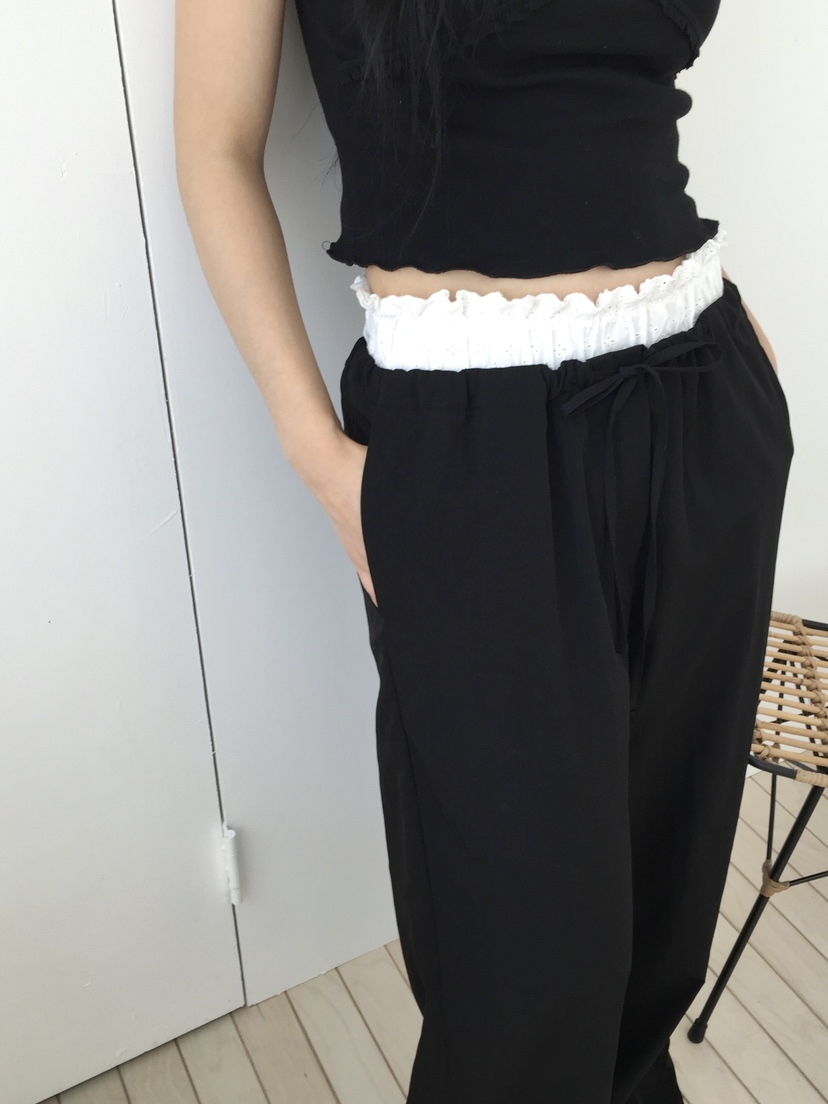 LOVE MOMENT韓國直郵實拍女士新品熱賣職業時尚休閑褲蕾絲LOVE MOMENT休閑褲