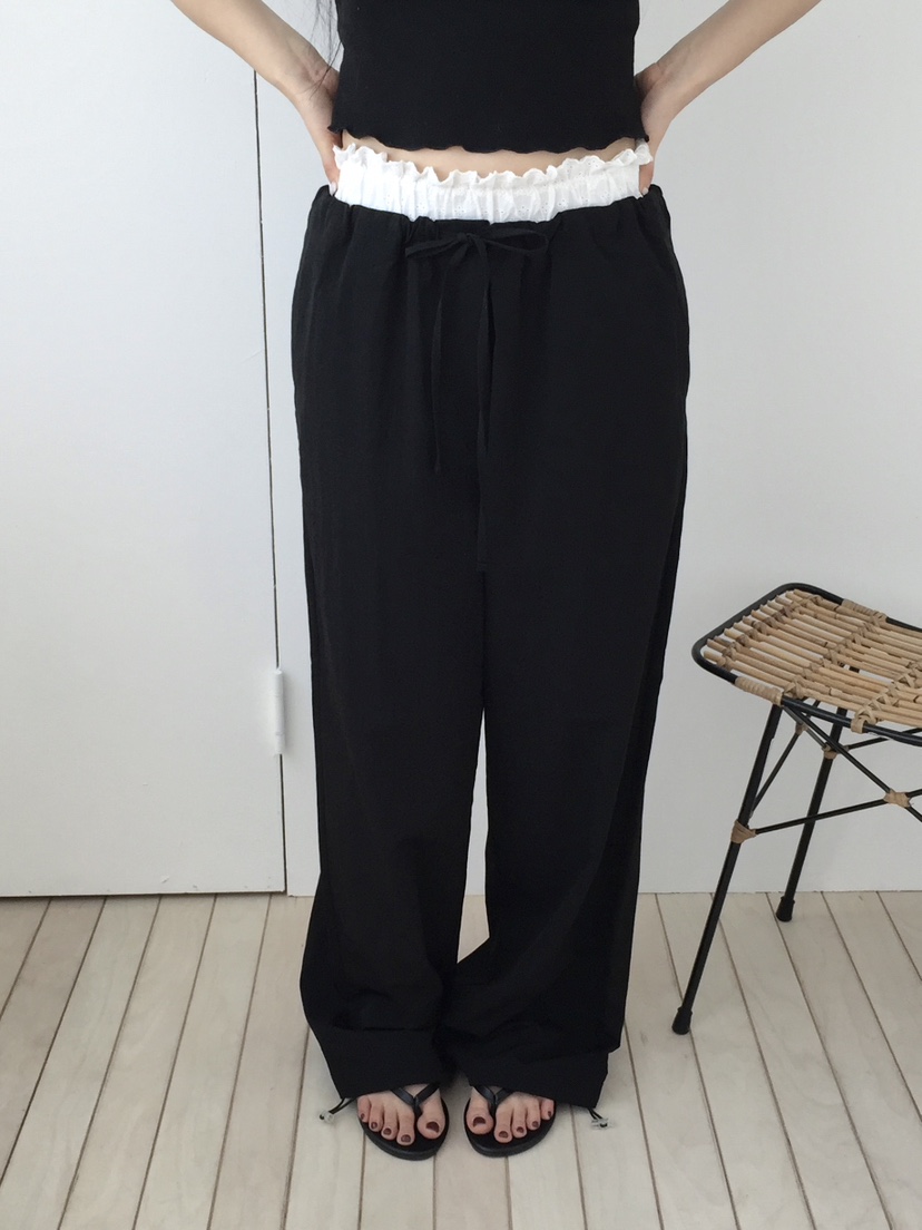 LOVE MOMENT韓國直郵實拍女士新品熱賣職業時尚休閑褲蕾絲LOVE MOMENT休閑褲