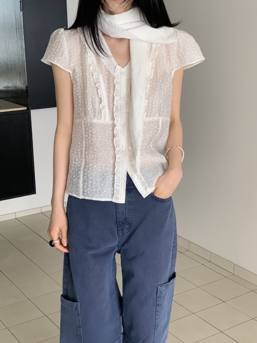 VAARA韓國東大門直郵女士新款人氣26春夏推薦休閑襯衫蕾絲衫VAARA襯衫/蕾絲衫