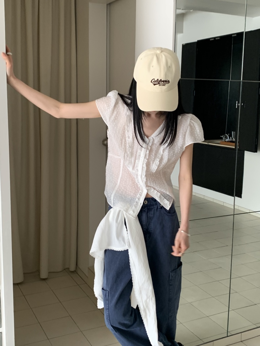 VAARA韓國東大門直郵女士新款人氣26春夏推薦休閑襯衫蕾絲衫VAARA襯衫/蕾絲衫