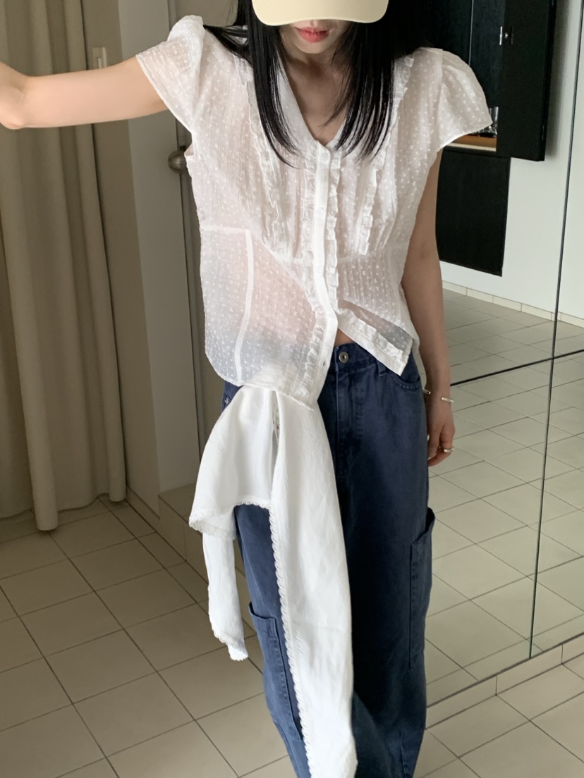 VAARA韓國東大門直郵女士新款人氣26春夏推薦休閑襯衫蕾絲衫VAARA襯衫/蕾絲衫