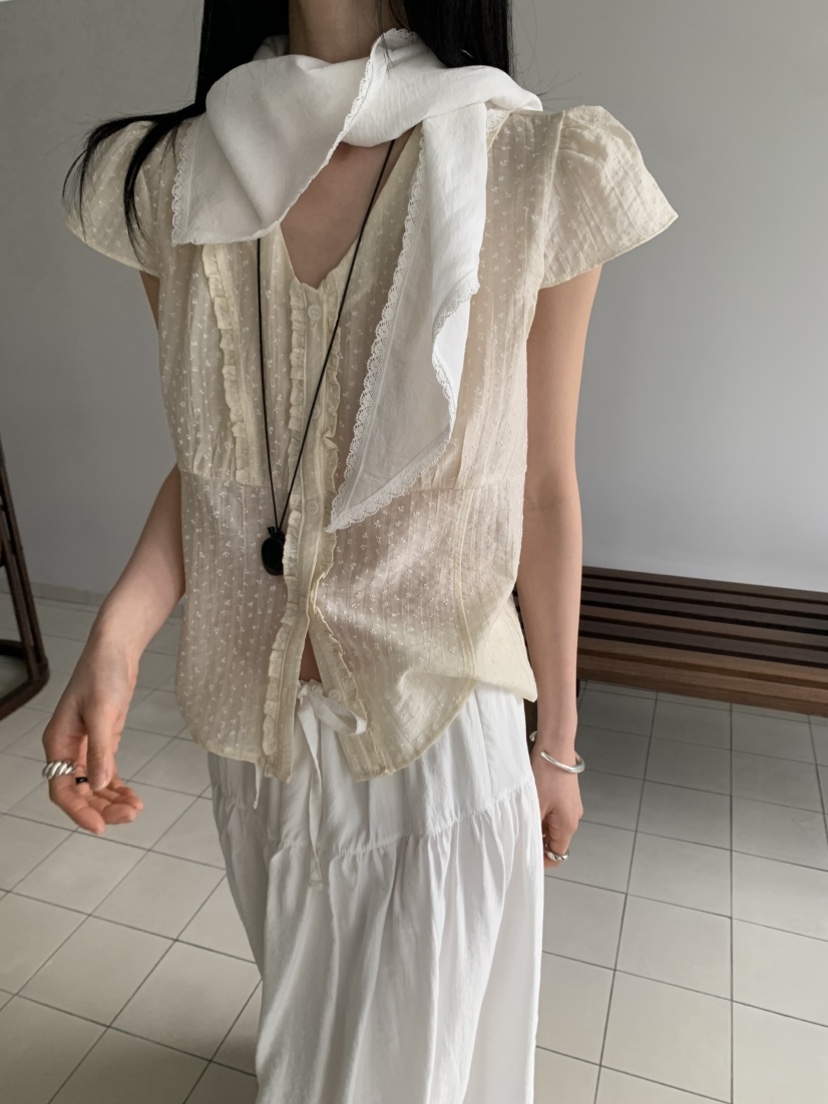 VAARA韓國東大門直郵女士新款人氣26春夏推薦休閑襯衫蕾絲衫VAARA襯衫/蕾絲衫