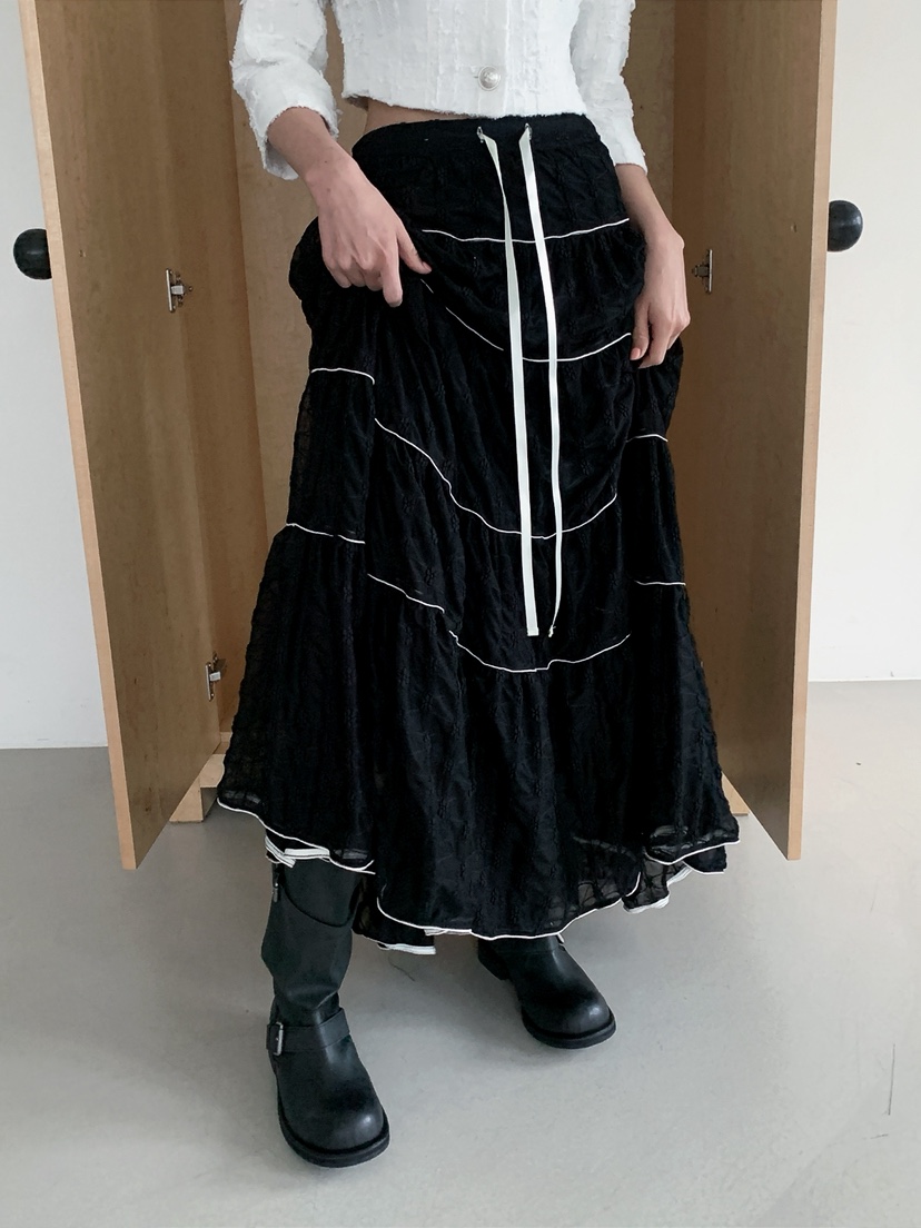 VERANDA韓國直郵女裝新品熱賣26春夏人氣職業時尚長裙蕾絲花VERANDA長裙