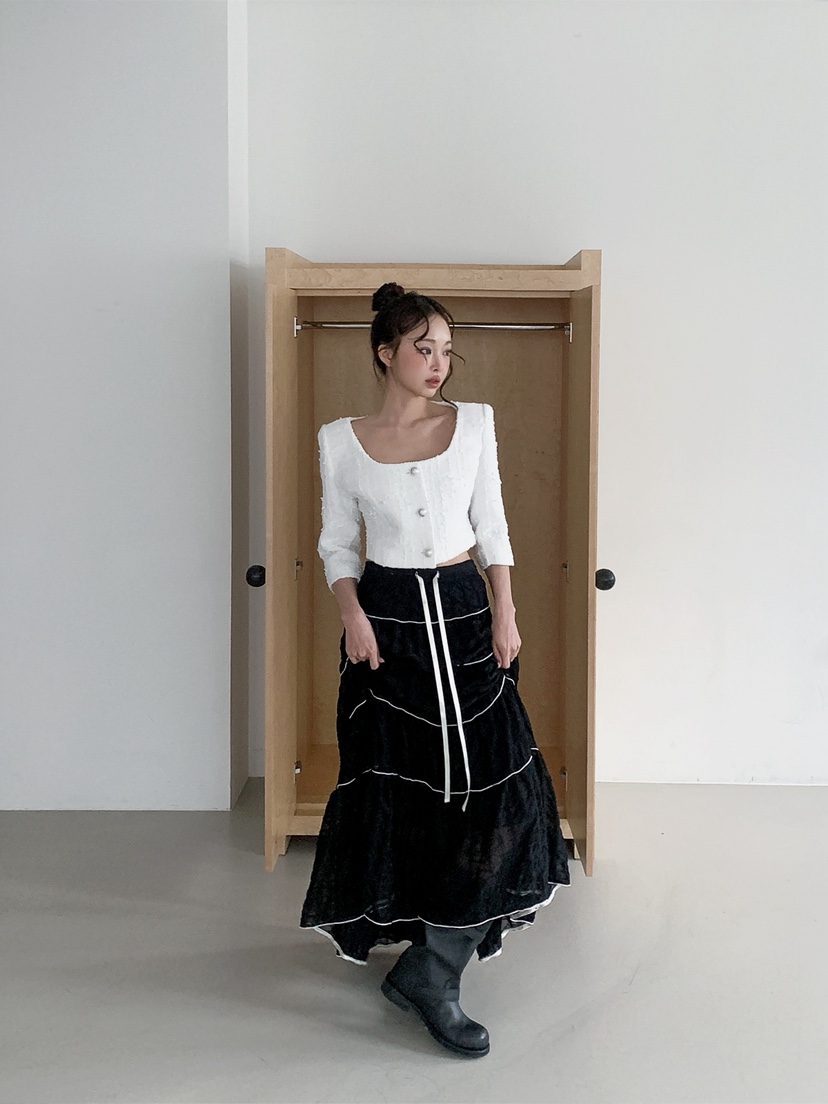 VERANDA韓國直郵女裝新品熱賣26春夏人氣職業時尚長裙蕾絲花VERANDA長裙