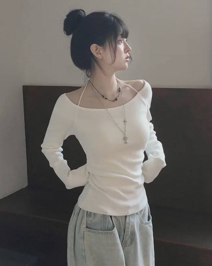 EVERCOMMERCE METICULOUSLY DESIGNED韓國代購女士新品人氣針織衫不含配飾露肩EVERCOMMERCE METICULOUSLY DESIGNED針織衫