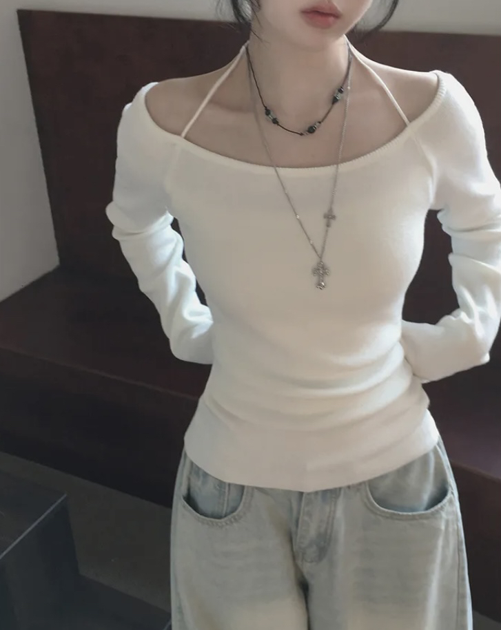 EVERCOMMERCE METICULOUSLY DESIGNED韓國代購女士新品人氣針織衫不含配飾露肩EVERCOMMERCE METICULOUSLY DESIGNED針織衫