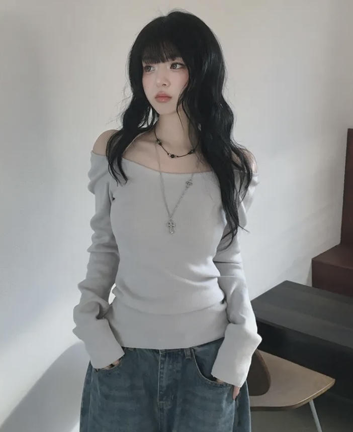 EVERCOMMERCE METICULOUSLY DESIGNED韓國代購女士新品人氣針織衫不含配飾露肩EVERCOMMERCE METICULOUSLY DESIGNED針織衫