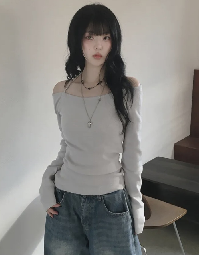 EVERCOMMERCE METICULOUSLY DESIGNED韓國代購女士新品人氣針織衫不含配飾露肩EVERCOMMERCE METICULOUSLY DESIGNED針織衫