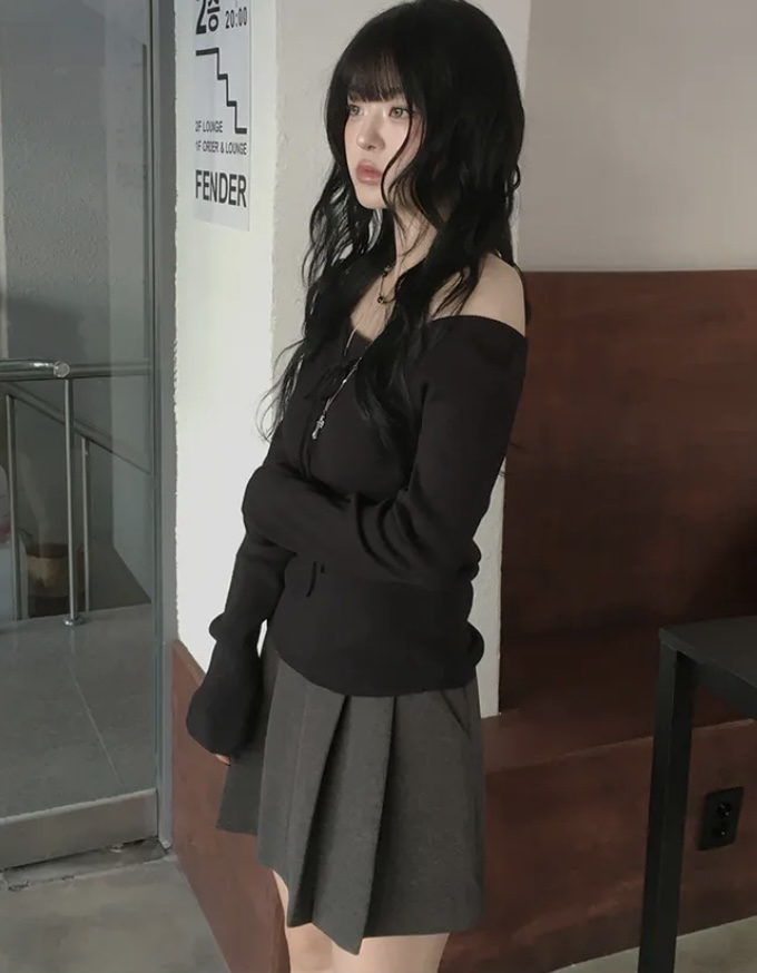 EVERCOMMERCE METICULOUSLY DESIGNED韓國代購女士新品人氣針織衫不含配飾露肩EVERCOMMERCE METICULOUSLY DESIGNED針織衫