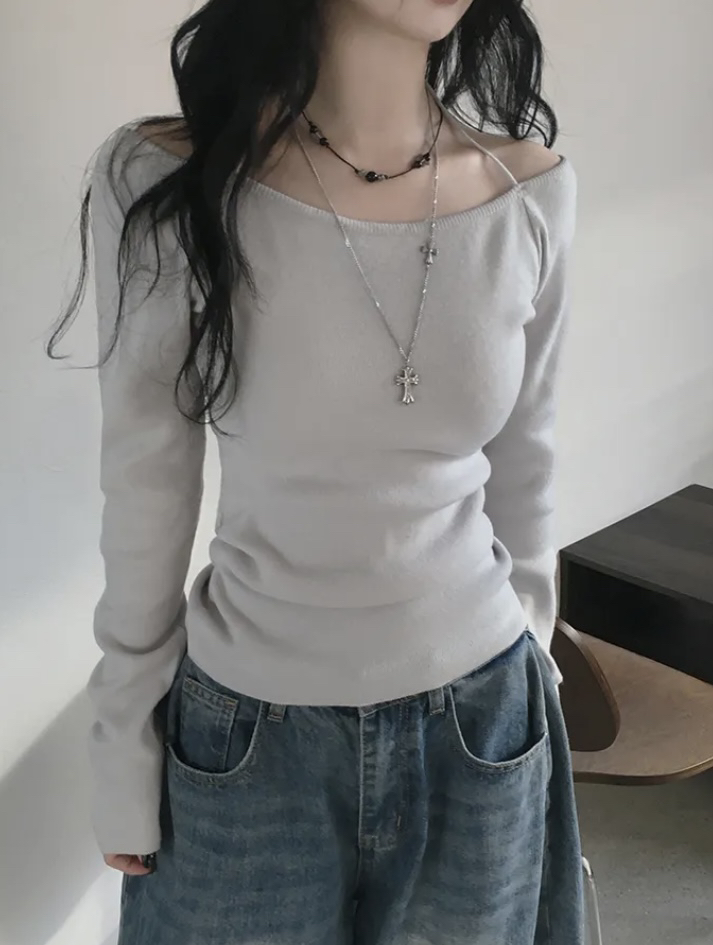 EVERCOMMERCE METICULOUSLY DESIGNED韓國代購女士新品人氣針織衫不含配飾露肩EVERCOMMERCE METICULOUSLY DESIGNED針織衫圖色2