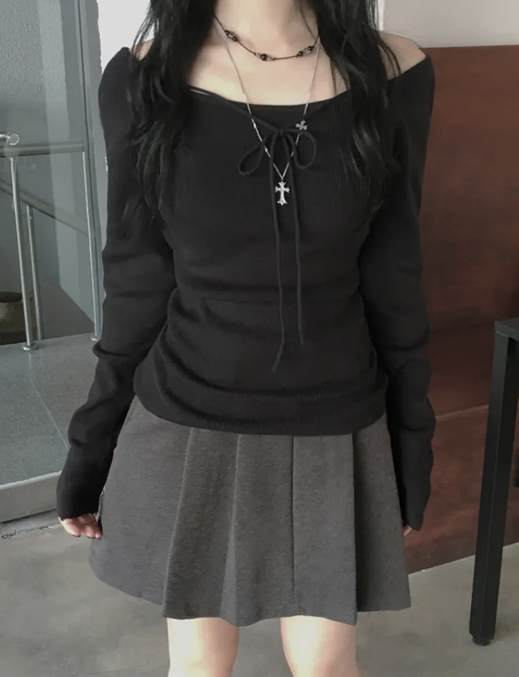 EVERCOMMERCE METICULOUSLY DESIGNED韓國代購女士新品人氣針織衫不含配飾露肩EVERCOMMERCE METICULOUSLY DESIGNED針織衫圖色3