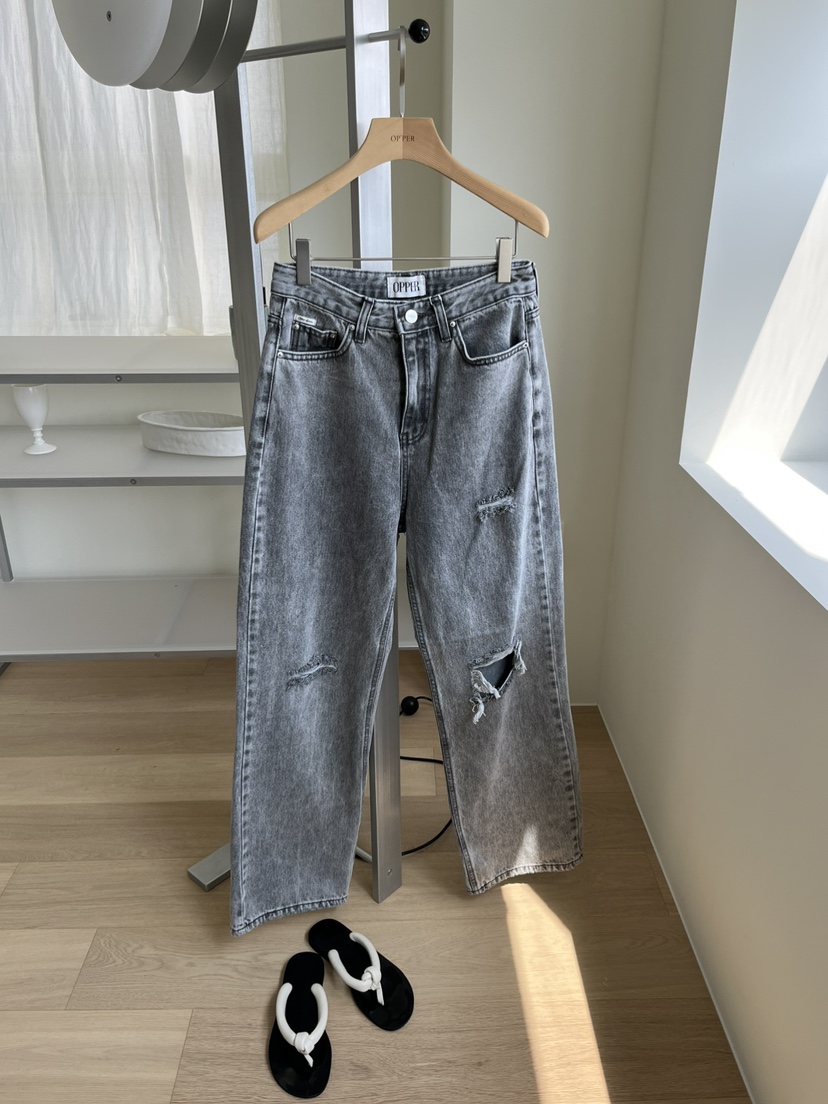 OP PER韓國東大門直郵女士新款26春夏休閑推薦熱賣牛仔褲OPPER-simplebeige牛仔褲圖色1