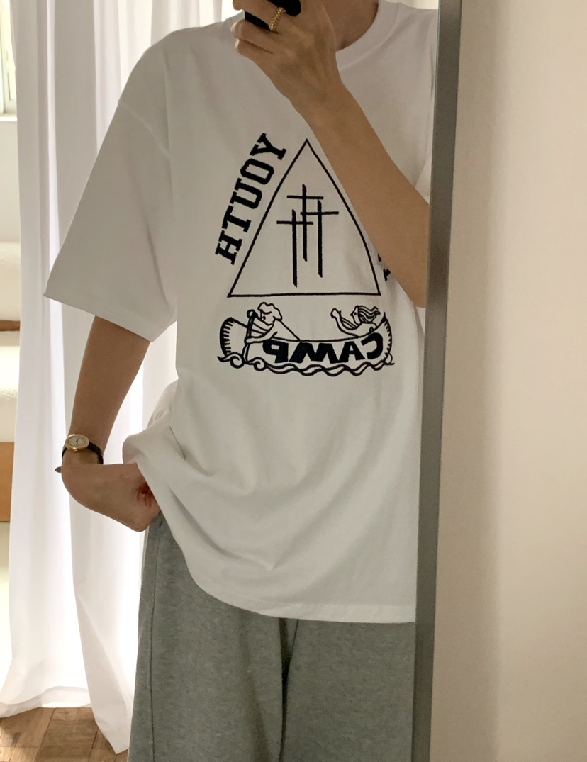 A Flan韓國東大門代購女裝新品26春夏休閑職業推薦T恤刺繡AFN/FLAN EDITIONT恤