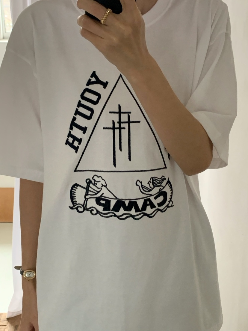 A Flan韓國東大門代購女裝新品26春夏休閑職業推薦T恤刺繡AFN/FLAN EDITIONT恤