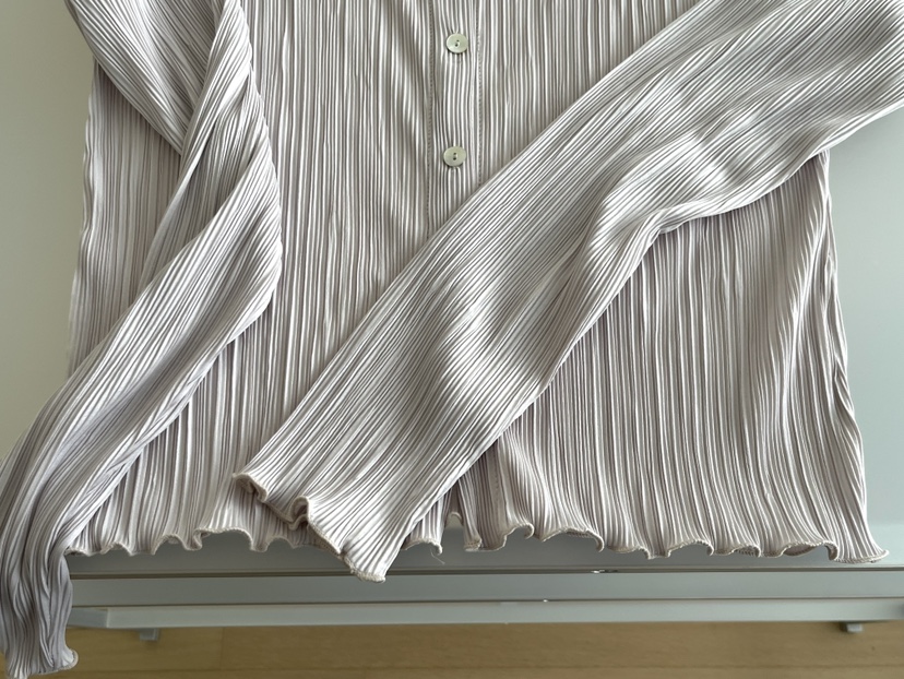 OP PER韓國東大門直郵女士新款職業推薦長袖T恤褶裥開衫OPPER-simplebeige長袖T恤