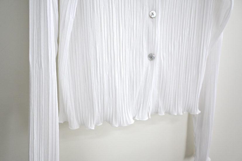 OP PER韓國東大門直郵女士新款職業推薦長袖T恤褶裥開衫OPPER-simplebeige長袖T恤