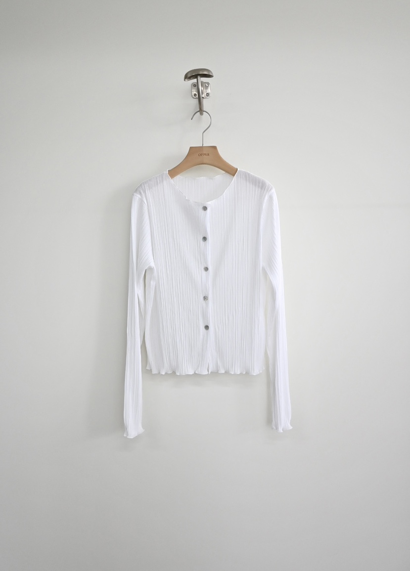 OP PER韓國東大門直郵女士新款職業推薦長袖T恤褶裥開衫OPPER-simplebeige長袖T恤圖色1