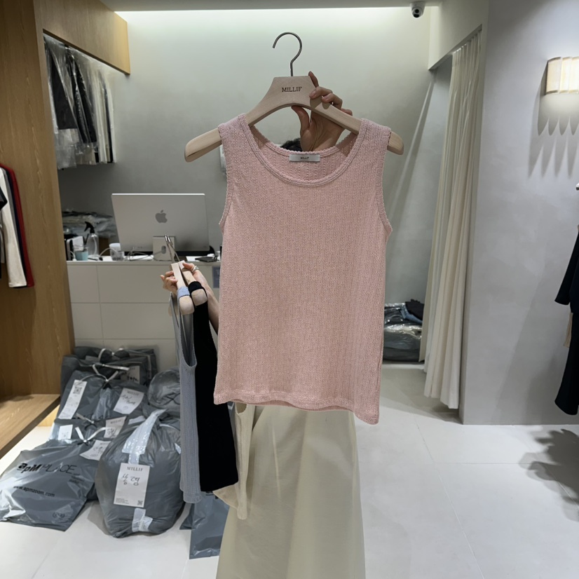 MILLIF韓國代購女裝新款時尚熱賣26春夏休閑職業吊帶背心V領MILLIF吊帶/背心圖色2