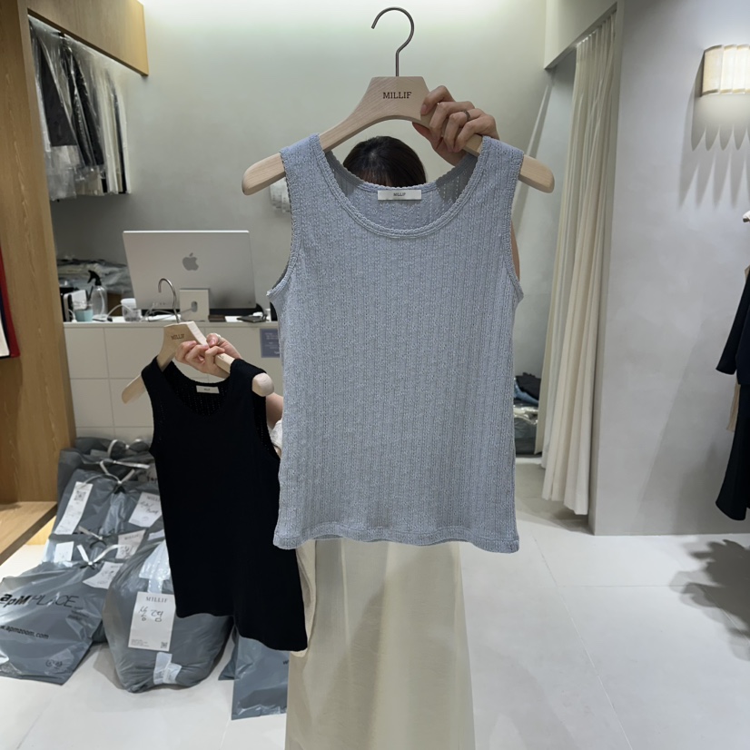 MILLIF韓國代購女裝新款時尚熱賣26春夏休閑職業吊帶背心V領MILLIF吊帶/背心圖色3