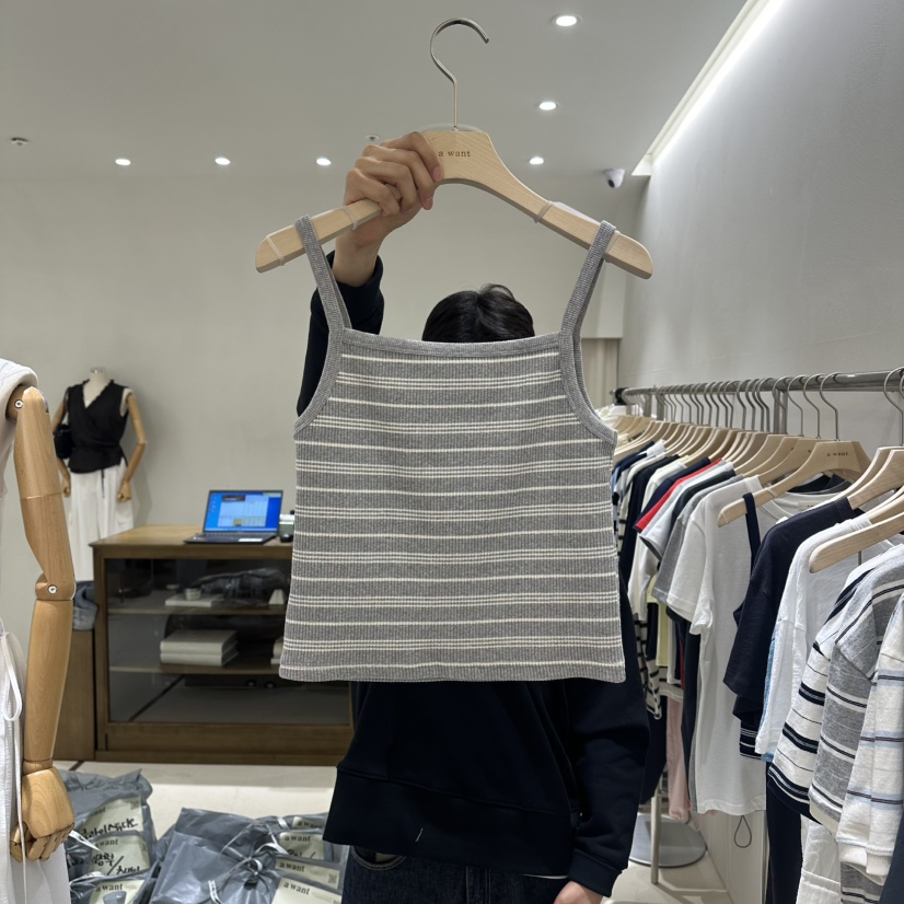 A WANT韓國代購女裝新款熱賣26春夏人氣推薦吊帶背心羅紋A WANT吊帶/背心圖色2