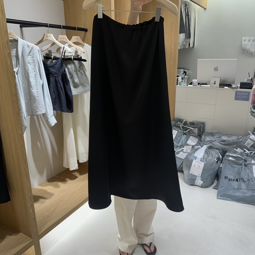 MILLIF韓國直郵實拍女士新款休閑時尚26春夏職業長裙緞面MILLIF長裙