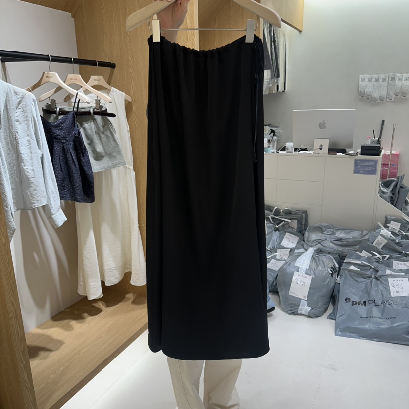 MILLIF韓國直郵實拍女士新款休閑時尚26春夏職業長裙緞面MILLIF長裙圖色2