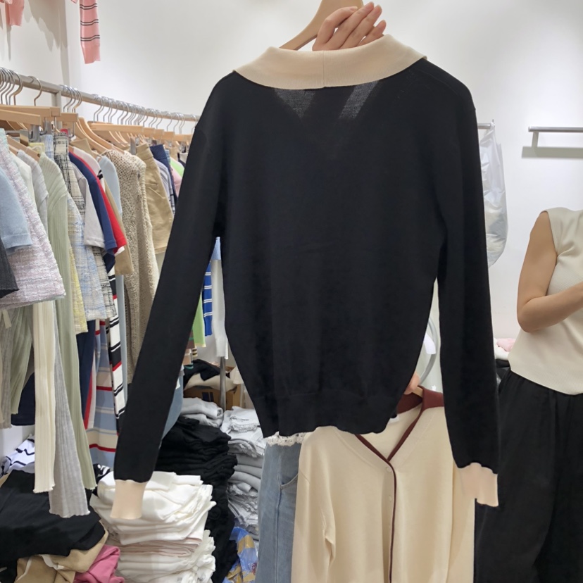 BY BOMI韓國直郵女士新款人氣時尚熱賣休閑針織衫雙領開衫BY BOMI針織衫