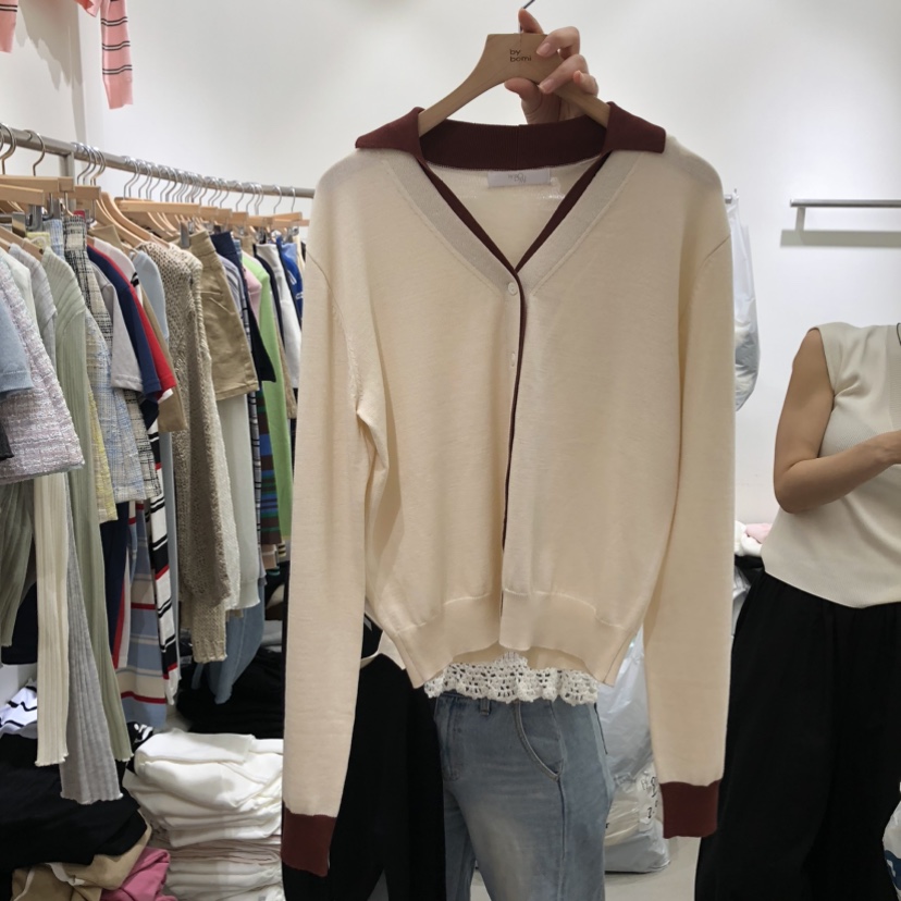 BY BOMI韓國直郵女士新款人氣時尚熱賣休閑針織衫雙領開衫BY BOMI針織衫圖色2