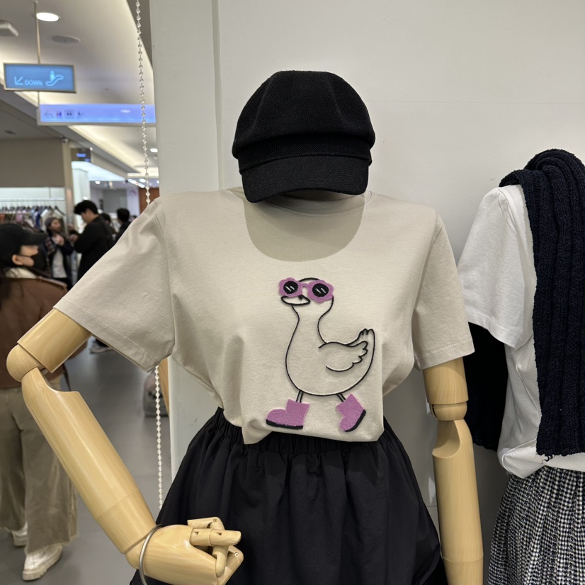 A.CES韓國直郵實拍女士新款職業人氣推薦時尚26春夏T恤鴨A.CEST恤圖色2