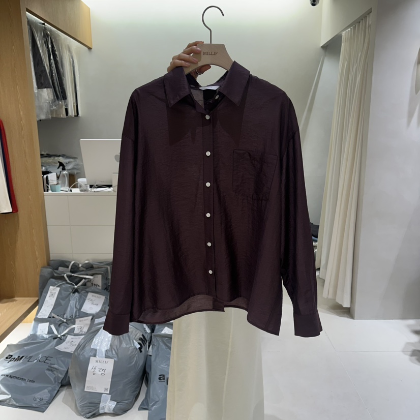 MILLIF韓國直郵實拍女士新款人氣推薦職業襯衫蕾絲衫開衩MILLIF襯衫/蕾絲衫圖色3