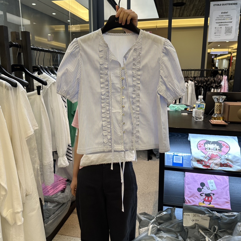 LE ETOILE韓國代購女裝新品人氣推薦時尚休閑襯衫蕾絲衫Le etoile襯衫/蕾絲衫圖色2